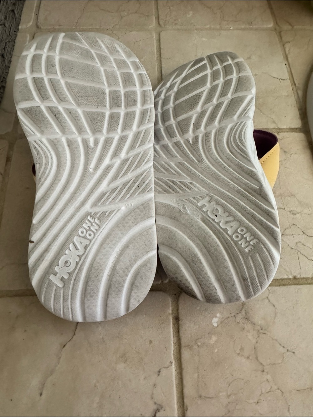 Hoka One One Blue, Yellow and Pink Slide Sandals - Picture 2 of 2